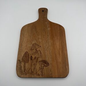 Retro Style Wood Cutting Board Botanicals Mushrooms Charcuterie Food & Beverage